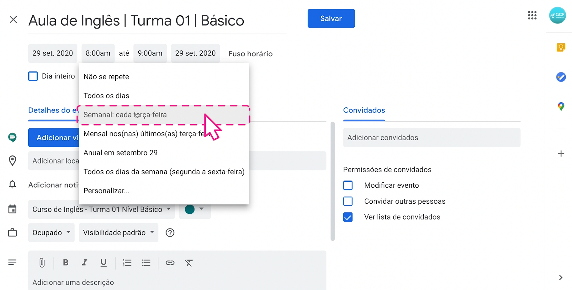 Como usar Google Meet nas aulas virtuais do Google Classroom 7